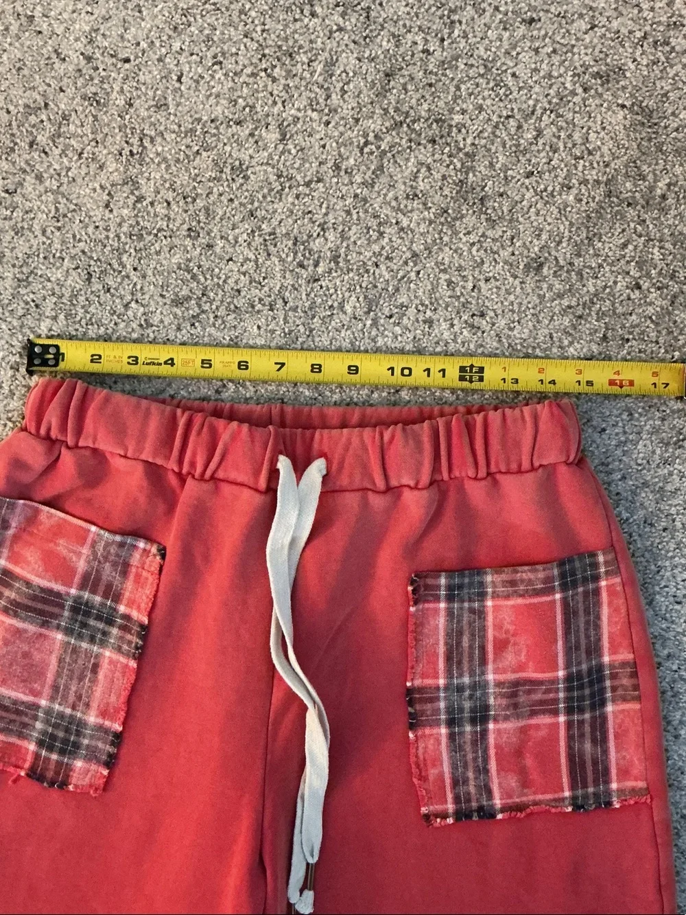 POL Wide-Leg Red Lounge Pants with Plaid Pockets - Picture 3 of 10